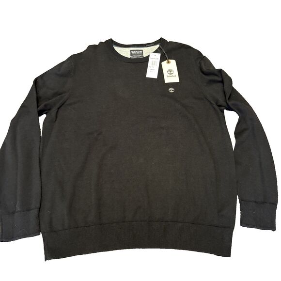 NWT Timberland Men's Black Organic Cotton Crew Neck Sweater $64 XXL - Picture 1 of 10